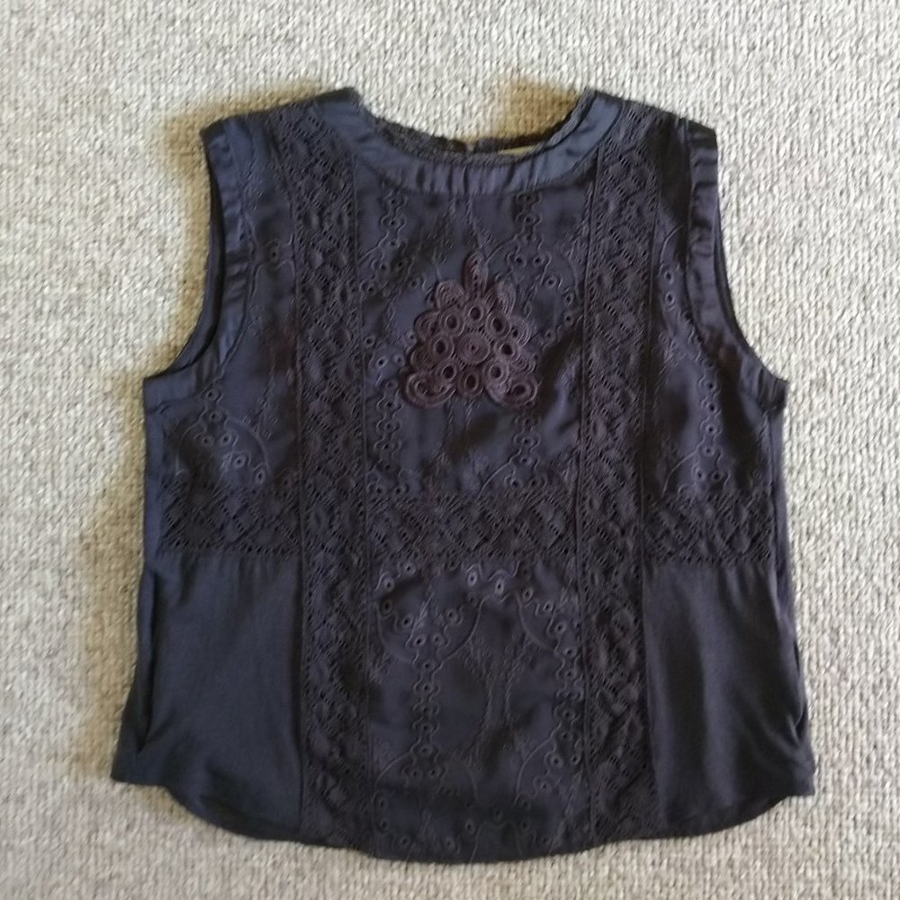 Anthro sleeveless Top with embroidered details